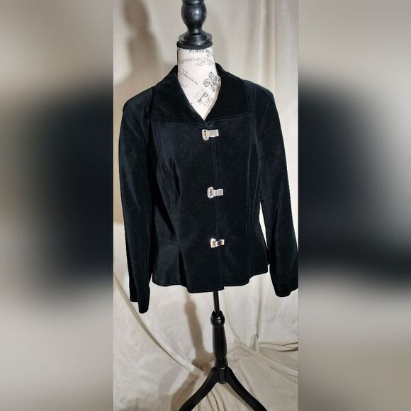 Jones NY Signature Black Velvet Jacket w/Silvertone Clasp Closures. Size… - Picture 1 of 6